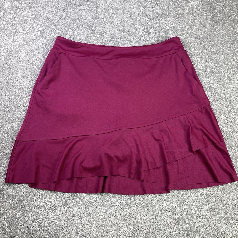 Greg Norman Play Dry Skort Women’s Large Magenta Tier Ruffled Performance Golf